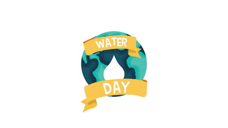 water day campaign animated with world planet and lettering