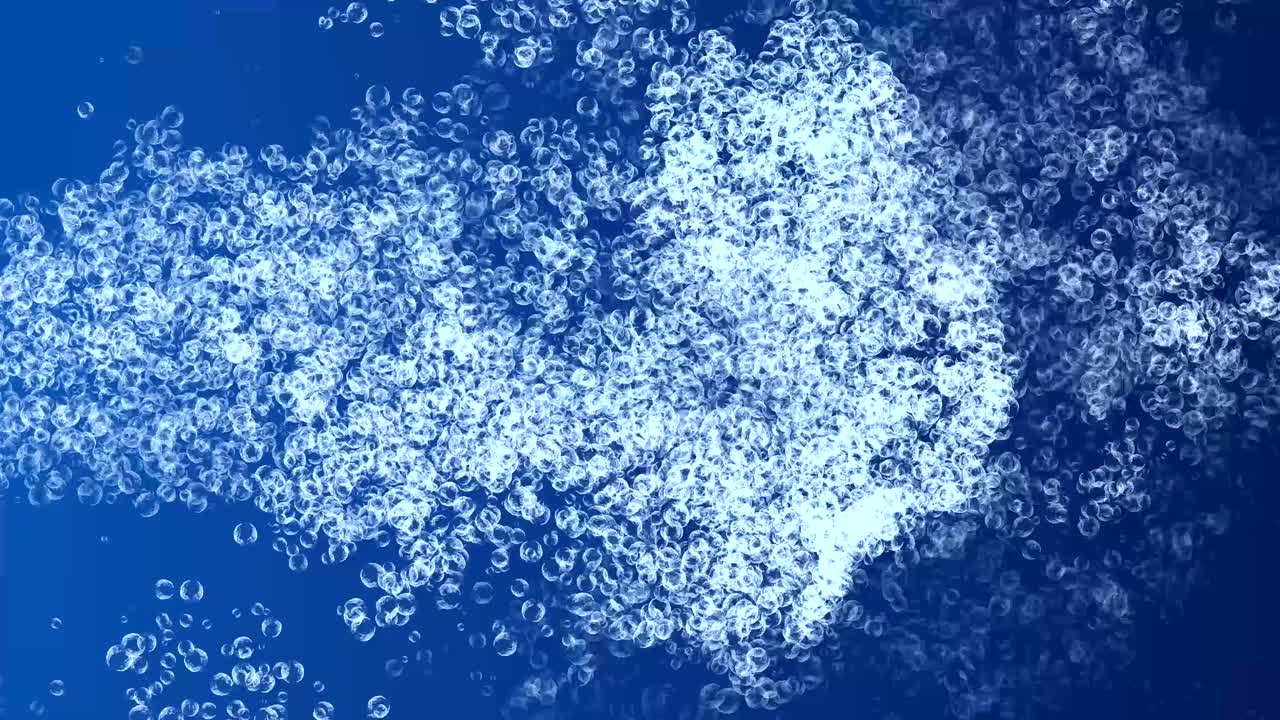 Bubble ring falling quickly left corner spreading Air bubbles 4K 3D Green Screen loop Animation.