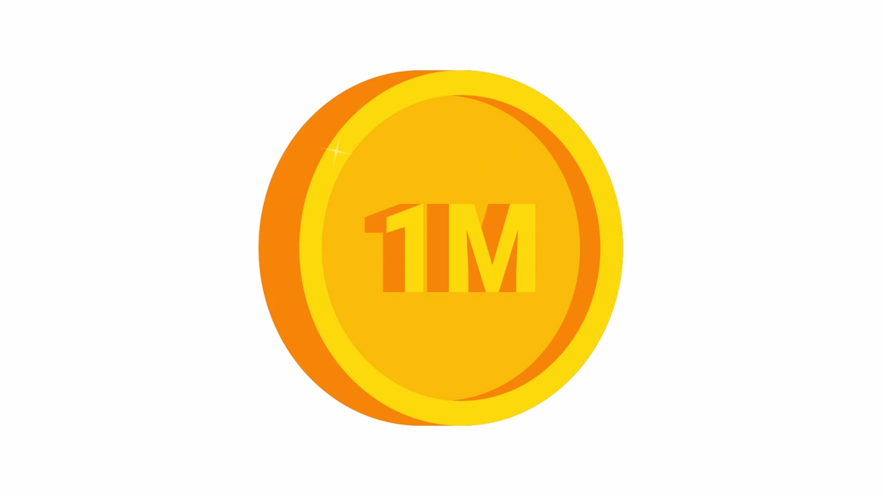 Sparkling Gold Coin with 1M Symbol Animation