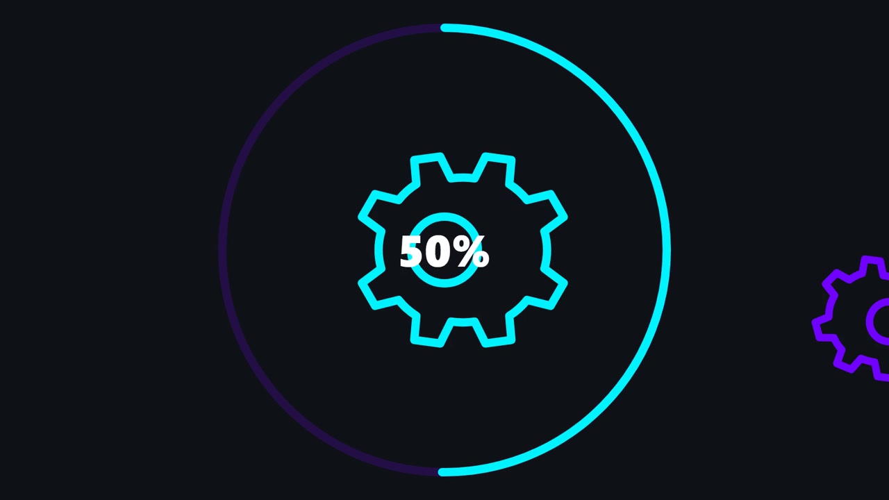 Digital Loading Progress Bar with Gear Icon Animation