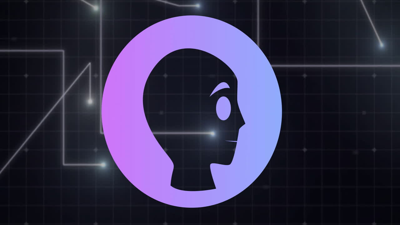 animación del procesamiento de datos digitales y conexiones con el icono de chatbot