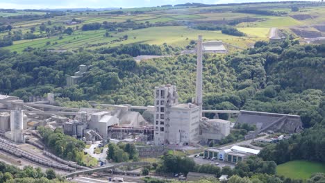 Establishing-aerial-view-Breedon-Hope-cement-works-factory-in-idyllic-rural-Derbyshire-Peak-district