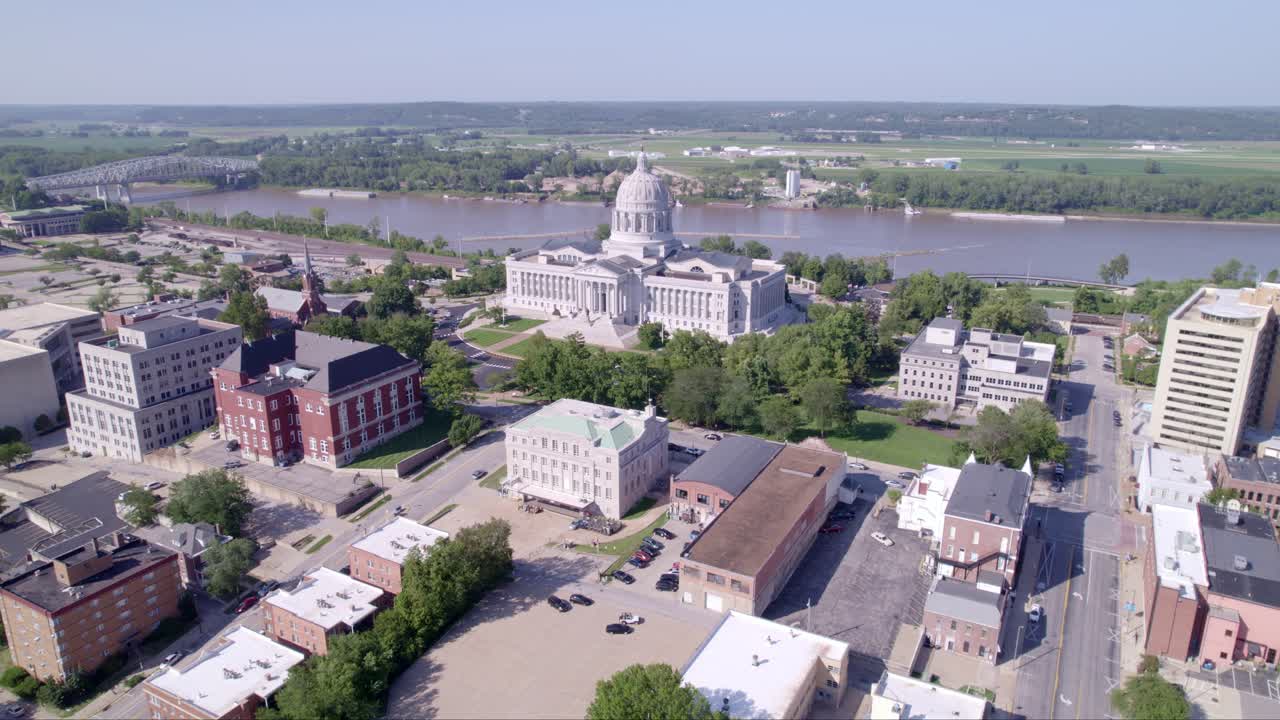 Capture the majestic Capitol dome and the scenic Missouri River with dynamic aerial views.