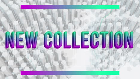 animation of new collection over white geometrical shapes