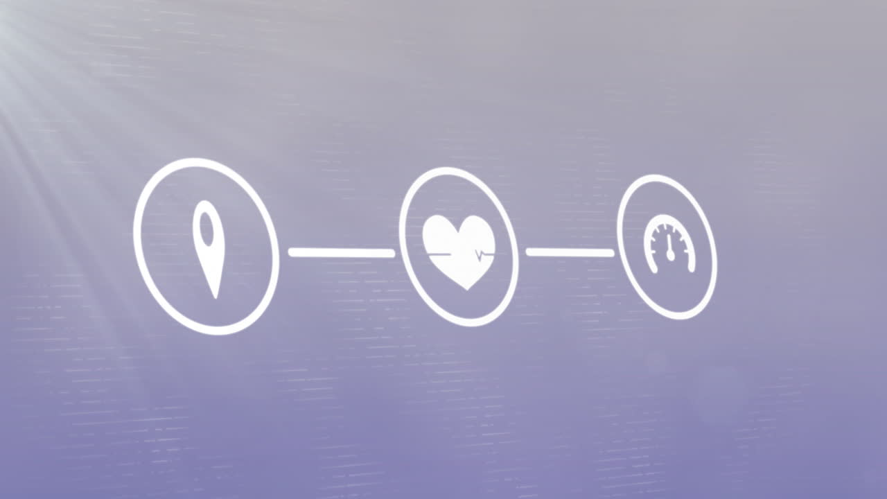 회색 배경 위에 아이콘으로 연결 네트워크의 애니메이션