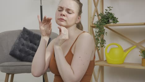 woman doing exercises at home