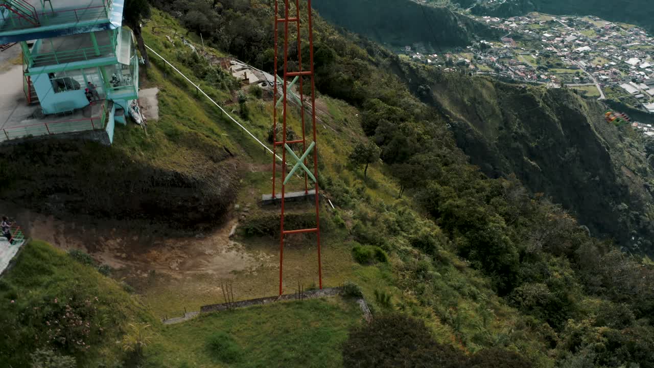 el columpio en el fin del mundo: una experiencia impresionante en baños, tiro aéreo con drones de ecuador