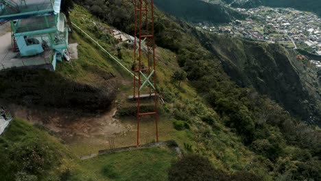 The-Swing-At-The-End-Of-The-World---Breath-taking-Experience-In-Baños,-Ecuador-Aerial-Drone-Shot