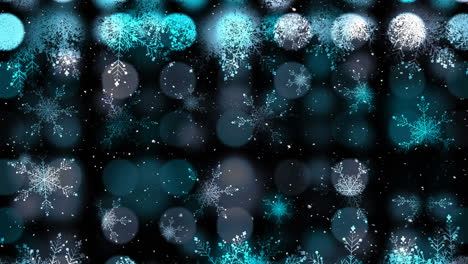 animación de puntos de luz sobre la nieve que cae