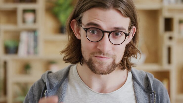 Glasses, vision and face of a man at work