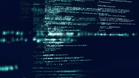 Animation of digital data processing on dark background
