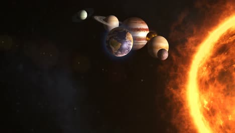 Solar-system-with-sun-and-planets