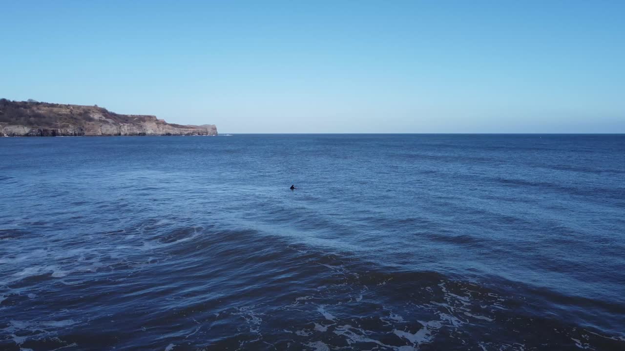 서퍼 위를 날고, 바다에서 패들링