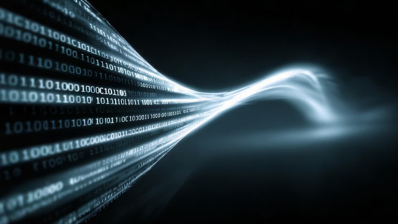 Dynamic Flow of Binary Data: A Visual Representation of Digital Information Transmission and Processing in Modern Computing Environments