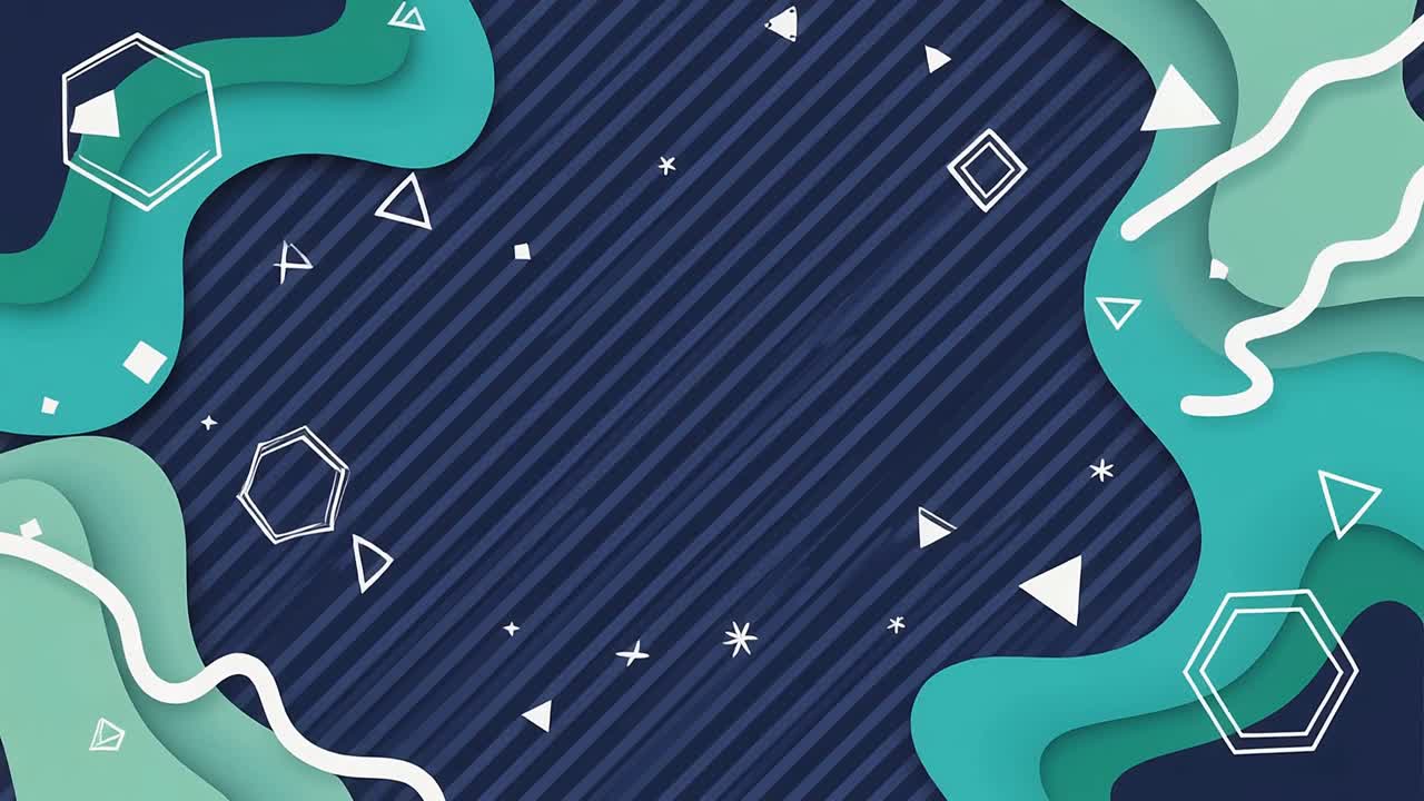 Abstract Animated Background with Geometric Shapes and Wavy Layers