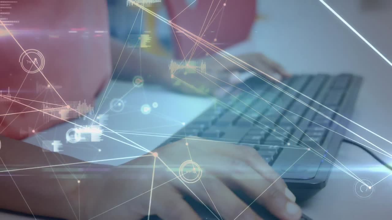 animación de una red de conexiones a través de una escolar usando una computadora