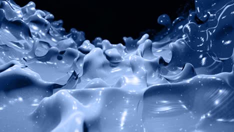 smooth animation of liquid black gradient in 4k. glossy paint surface as abstract looped stylish background. glitters in viscous liquid with 3d splashes on surface like drops. monochrome