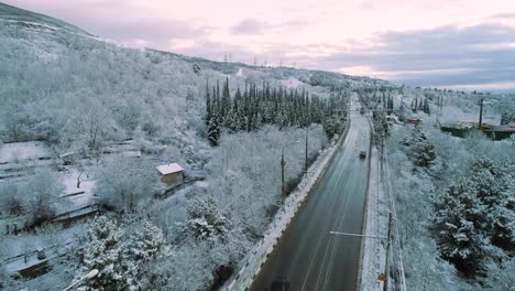 snowy mountain road