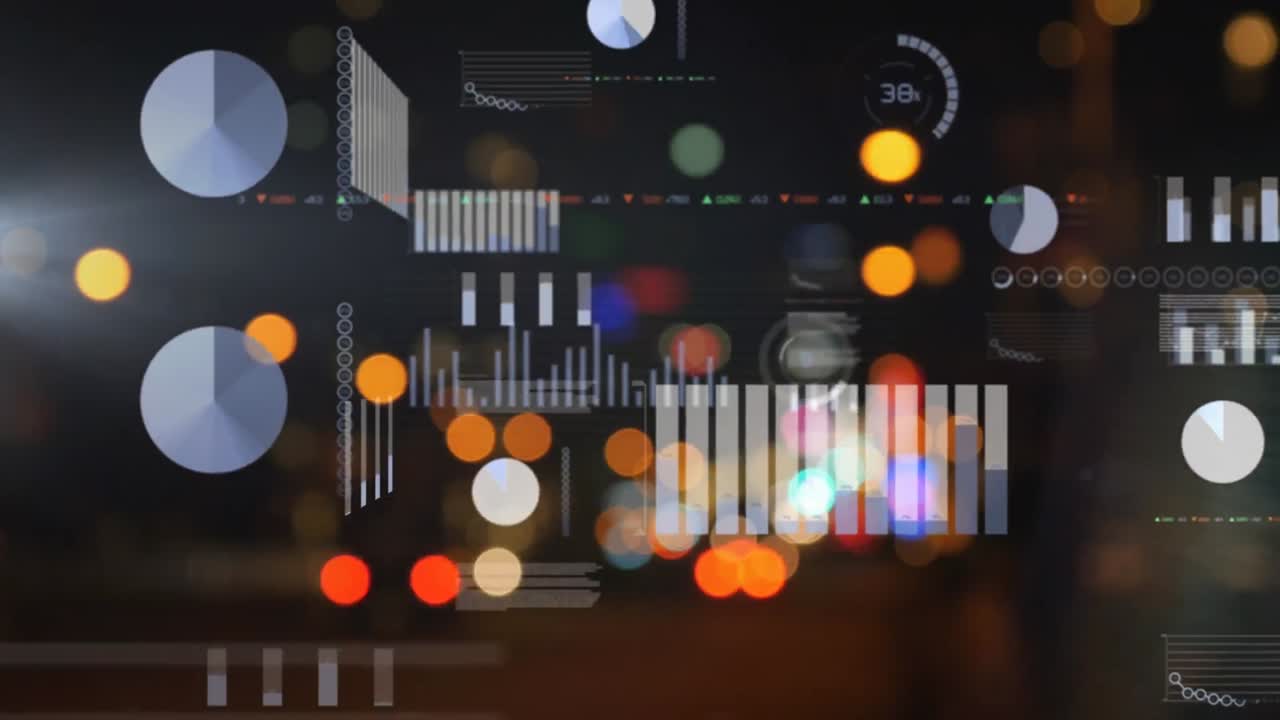 Animation of data processing in black background