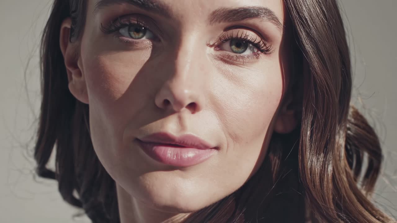 Close-up portrait of a woman with soft lighting, capturing a serene expression