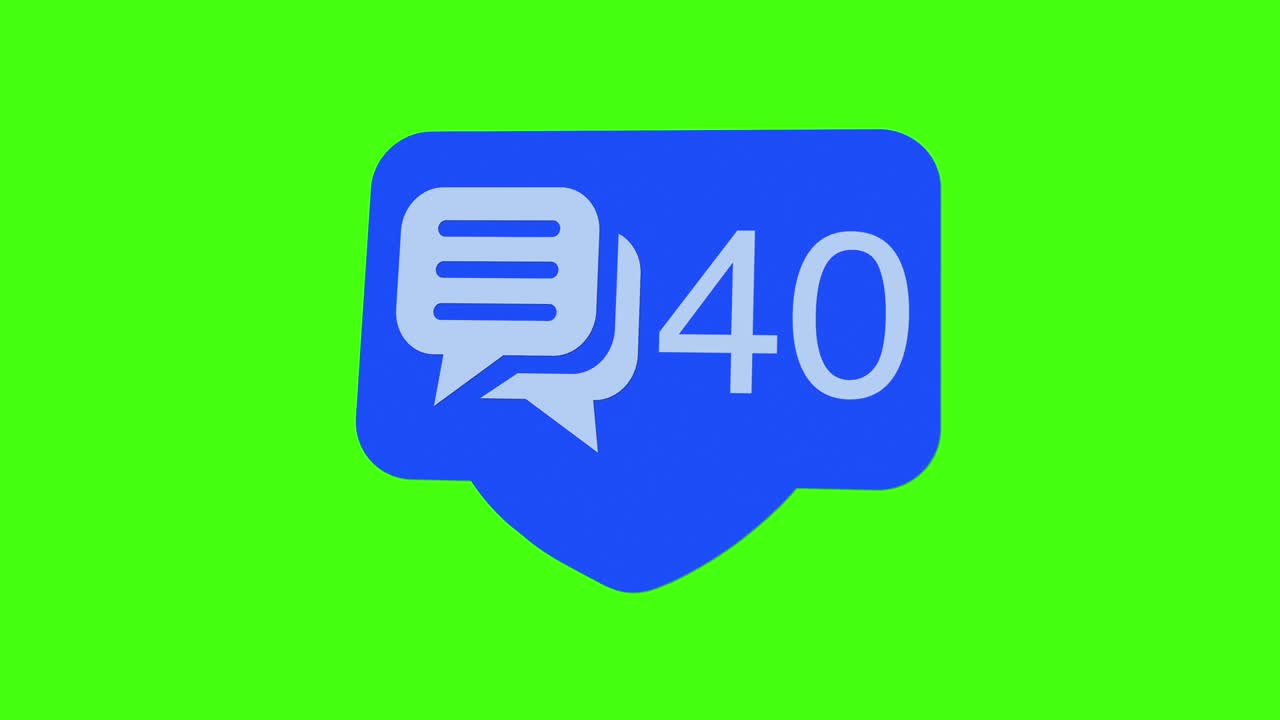 3D social media notification Icon animation. User comment message with counter. Good for marketing concept or short video background for social networks story.