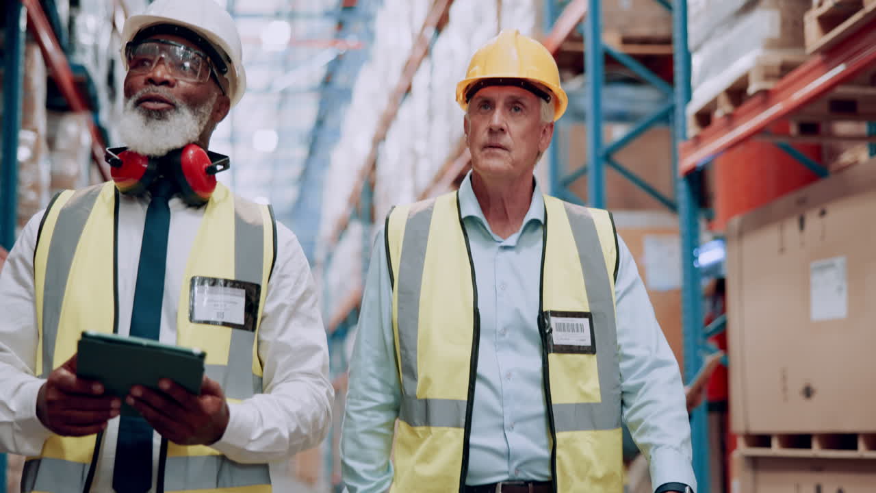 trabajadores del almacén inspeccionando el inventario