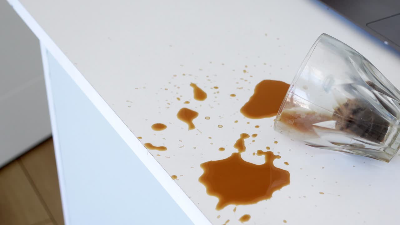 테이블에 흘린 커피