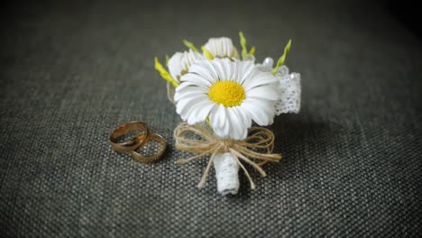 wedding flower bouquet and rings