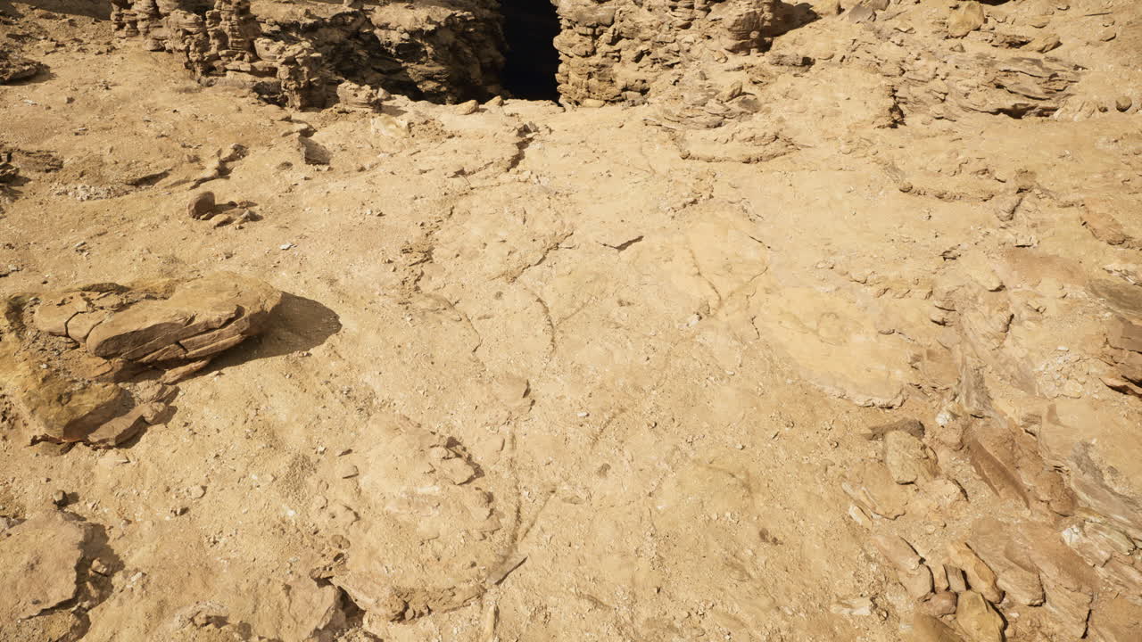 Unique rock formations reveal ancient trails in a rugged desert landscape