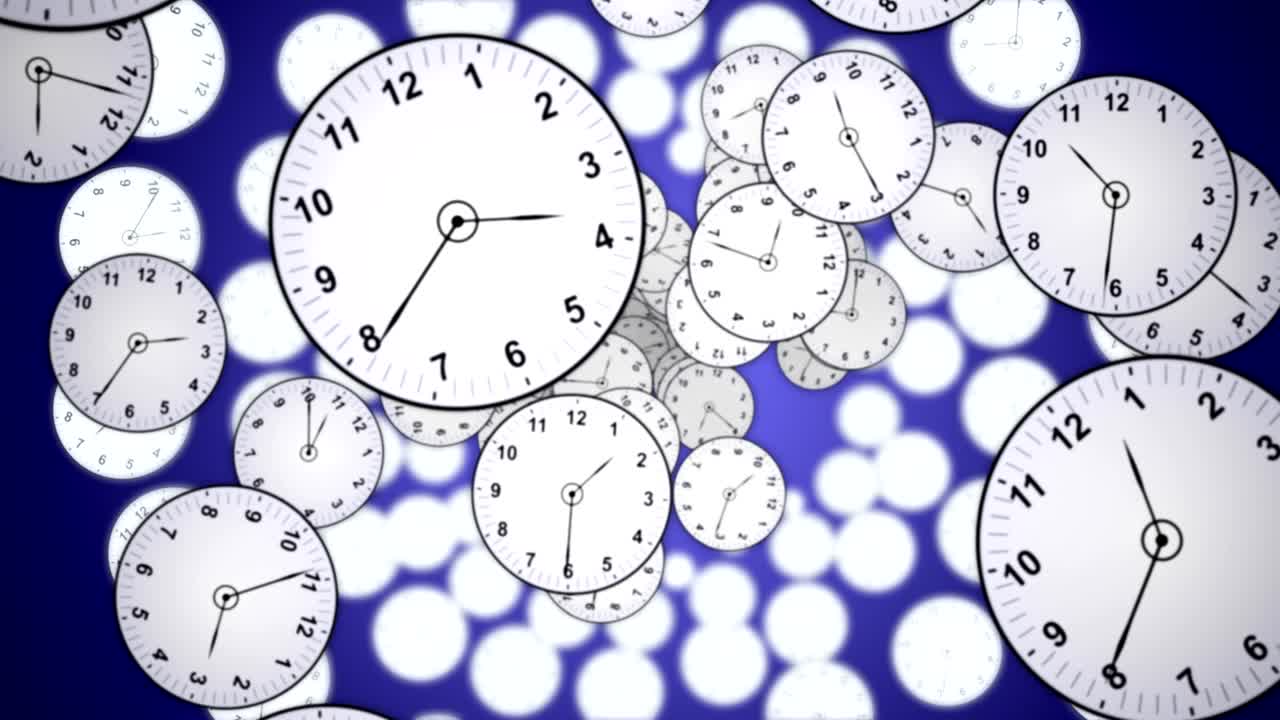 Falling Clocks Animation, Time Concept, Rendering, Background, with ...