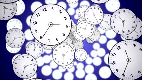 falling clocks animation, time concept, rendering, background, with alpha channel, loop