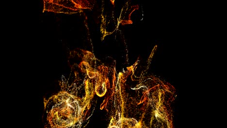 las partículas de brillo de 4k se mueven en una corriente de líquido frente a la cámara en cámara lenta. efecto de tinta 3d para partículas luminosas, advección. utilice luma matte como canal alfa para cortar partículas. fuego ver. 2