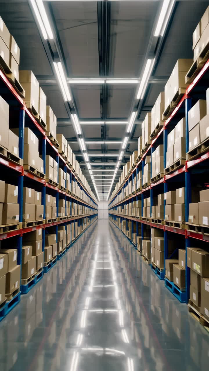 interior del almacén con paletas y cajas