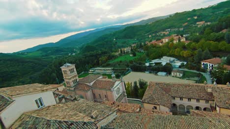 nocera umbra town with rolling hills in umbria region of central italy