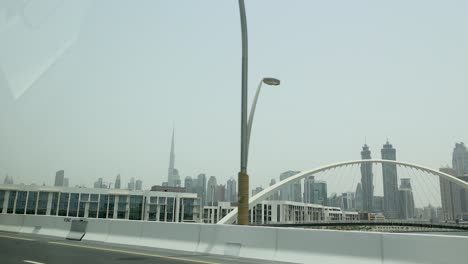 view of dubai skyline from a bridge