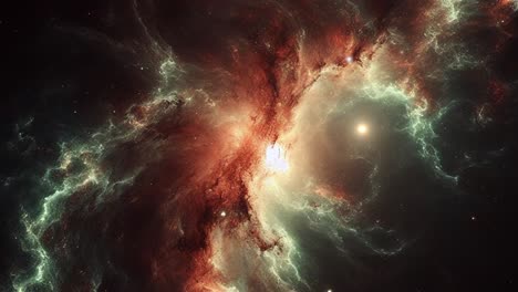 flying in orion nebula in the universe 4k