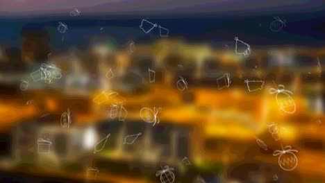 Animation-of-falling-christmas-icons-over-cityscape