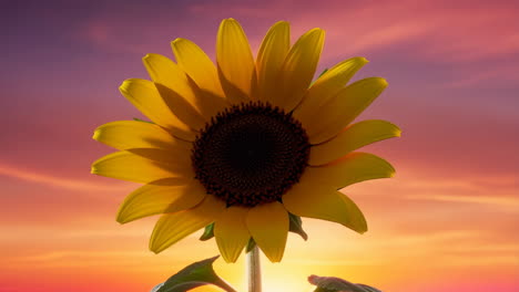 close-up of a sunflower at sunset