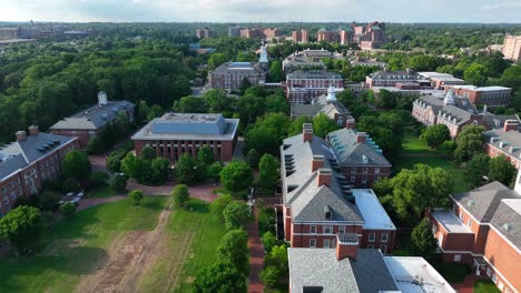 rising aerial of johns hopkins university in baltimore maryland