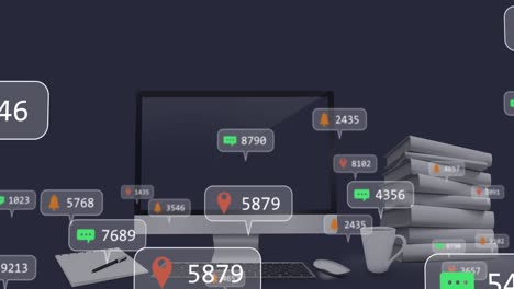 animación de los iconos de los medios en la oficina