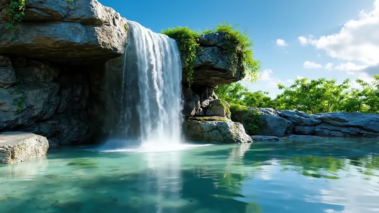 물체 중간 에 있는 작은 폭포