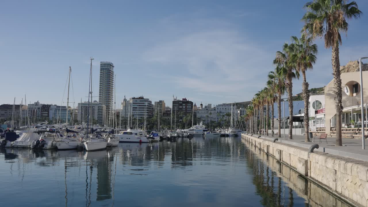 View of Alicante's nautical port at sunset, Costa Blanca, Spain, Mediterranean