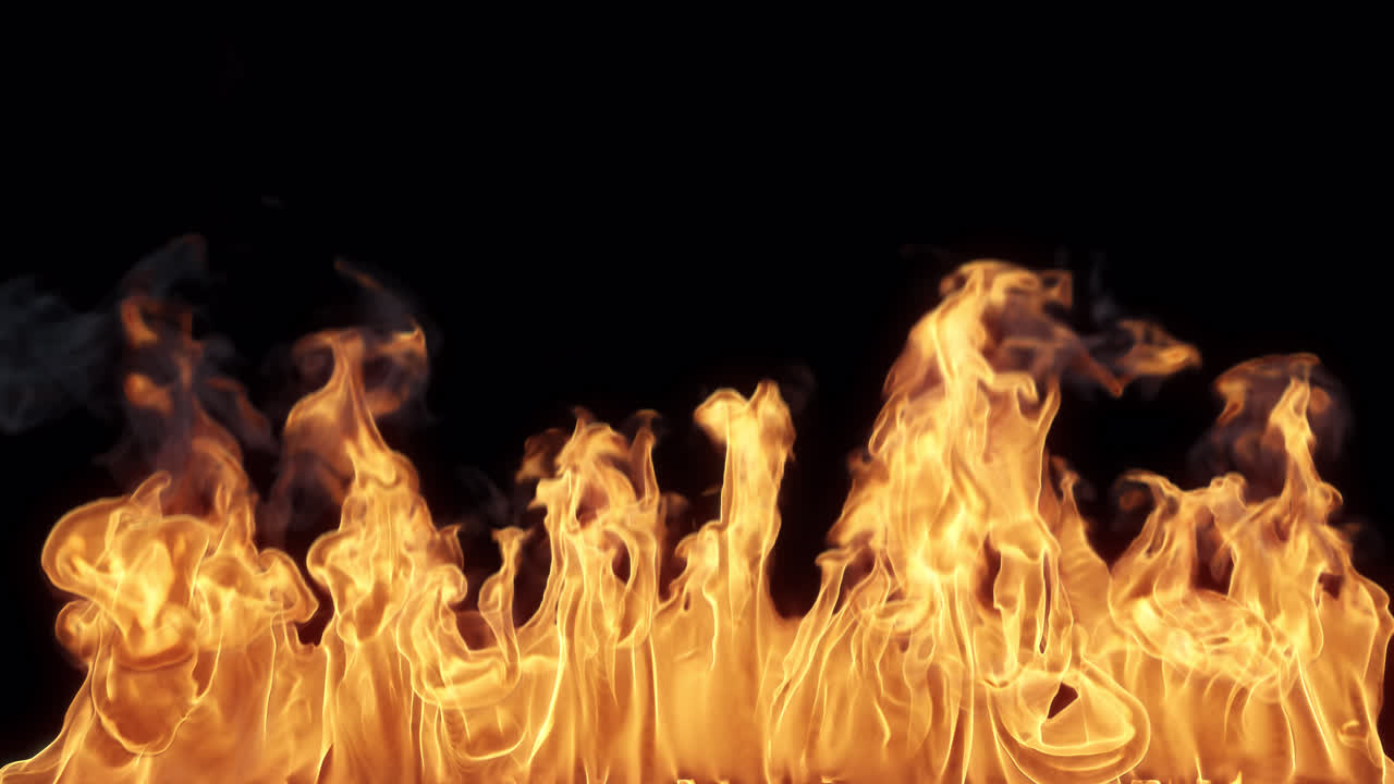 Fiamme arancioni brillanti su sfondo nero