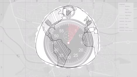 animation of hand drawn globe and stopwatch