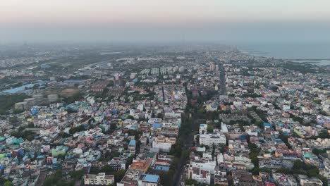 late afternoon aerial showcasing chennai’s extensive rail network from above