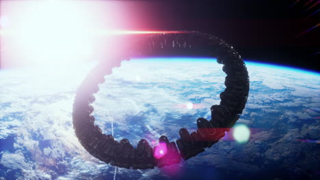 nave madre alienígena cerca de la tierra elementos proporcionados por la nasa