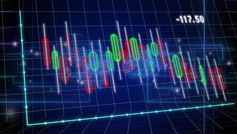 animation of data processing and diagrams on blue background