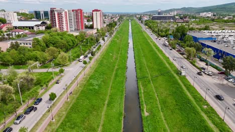 aerial drone view of iasi city from romania above bahlui river