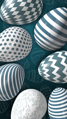 easter sale banner. eggs with blue geometric patterns. looped animated background for spring shopping. vertical video.