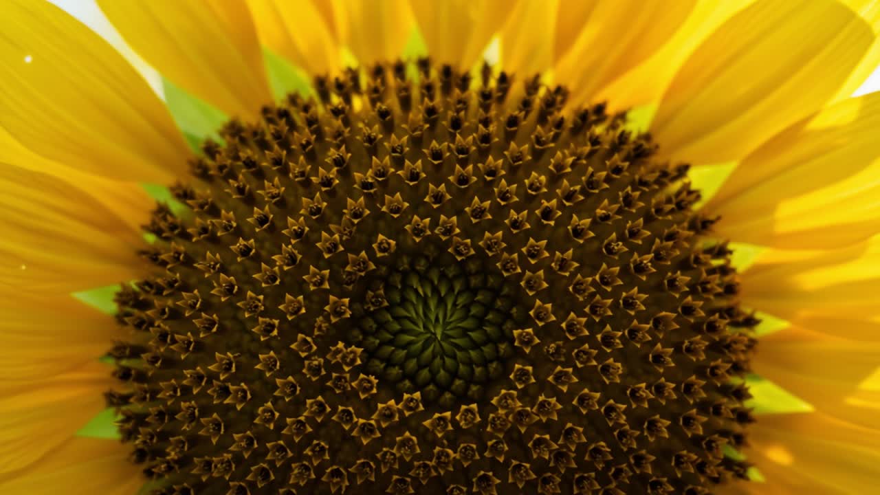 Captivating Close-Up of a Sunflower Center: Nature's Intricate Pattern and Beautiful Yellow Petals in Stunning Detail
